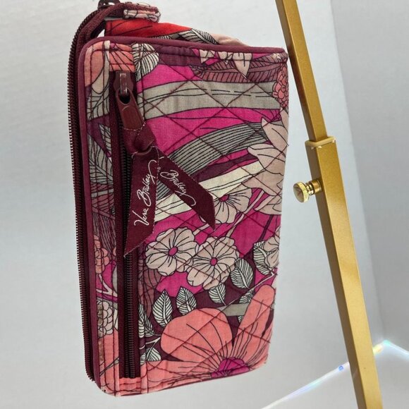 Vera Bradley Quilted Zip Around Wristlet Wallet Floral Pink - Picture 4 of 16